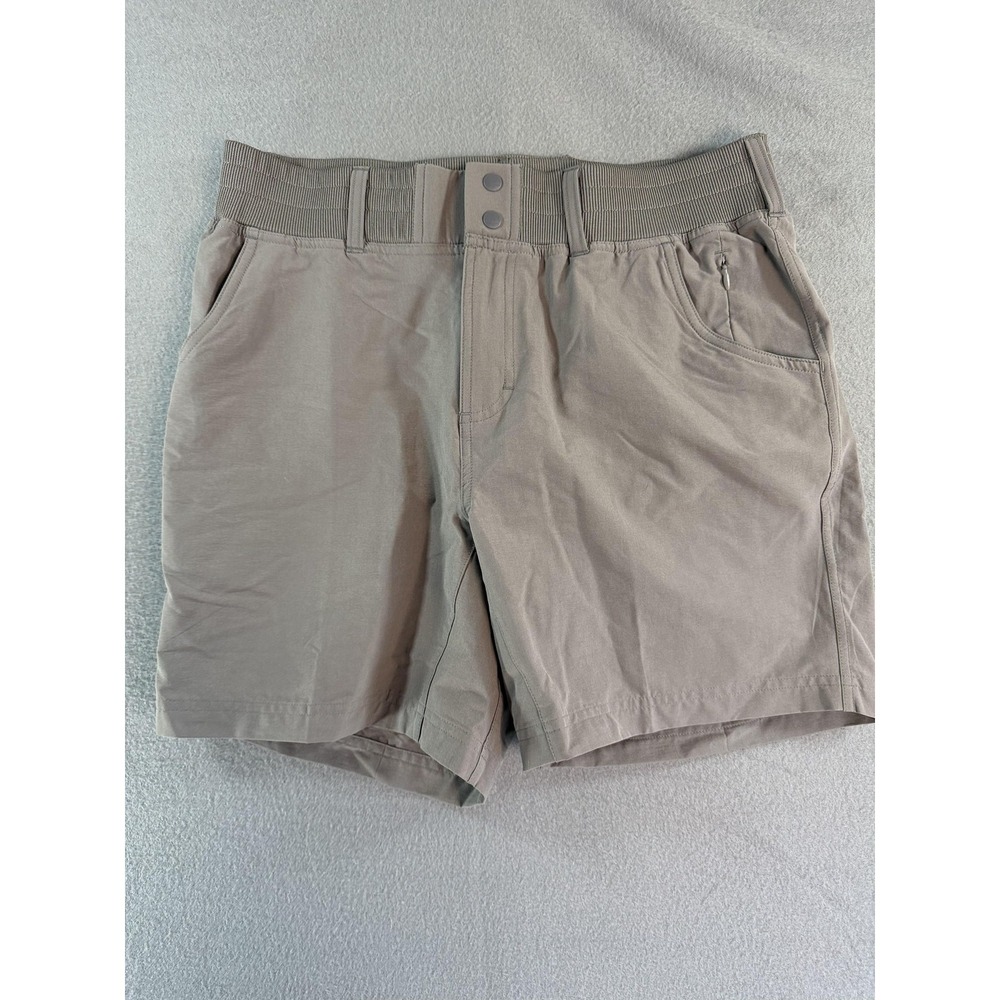 Simms Fishing Chino Shorts Mens M Gray Microfiber Elastic Waist 8 Inseam